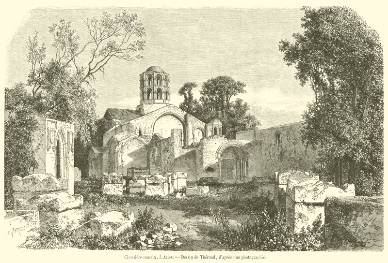 Cimitero romano, ad Arles (incisione) da French School