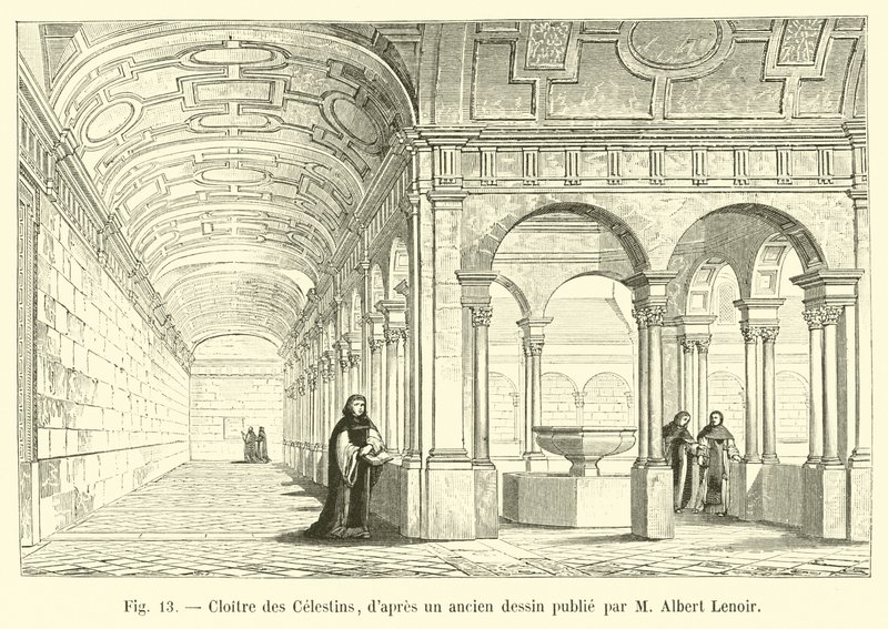 Chiostro dei Celestini, da un antico disegno pubblicato da M Albert Lenoir da French School