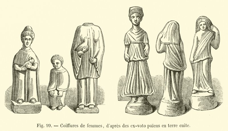 Acconciature femminili, secondo ex-voto pagani in terracotta da French School