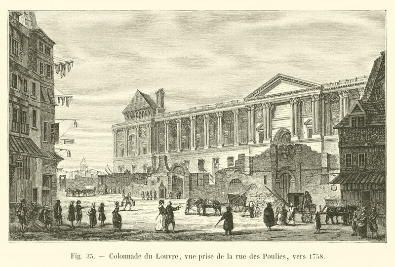 Colonnata del Louvre, vista dalla rue des Poulies, verso il 1758 da French School