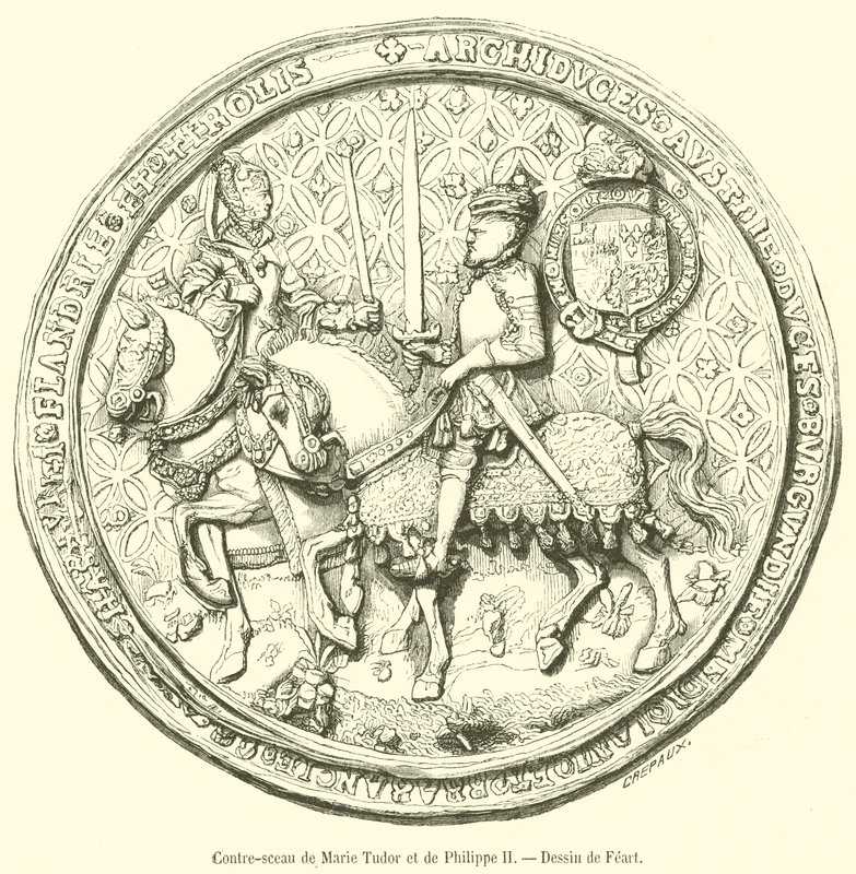 Controsigillo di Maria Tudor e Filippo II (incisione) da French School