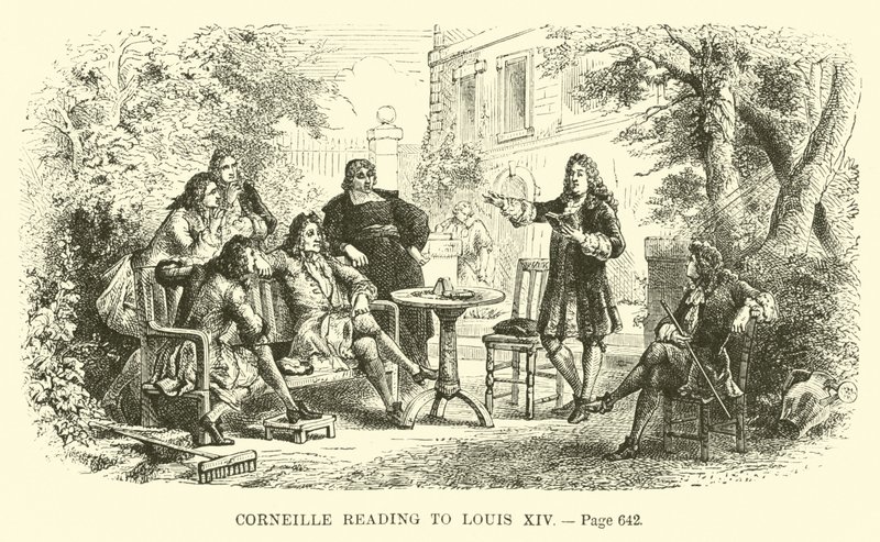 Corneille che legge a Luigi XIV da French School