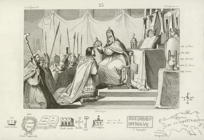 Incoronazione di Carlo Magno come imperatore del Sacro Romano Impero, Roma, 800 da French School