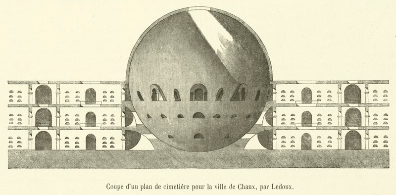 Sezione di un piano di cimitero per la città di Chaux da French School