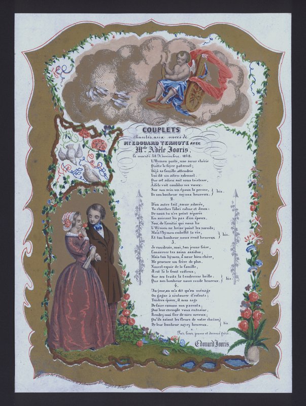Couplets cantati al matrimonio di Edouard Termote e Adele Jooris, Francia da French School