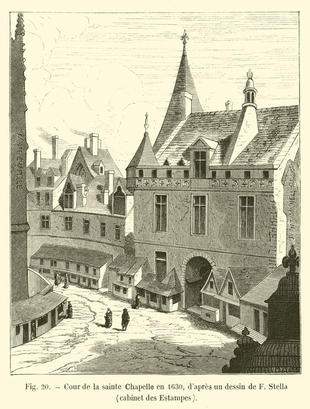 Corte della Sainte-Chapelle nel 1630, da un disegno di F Stella, cabinet des Estampes da French School