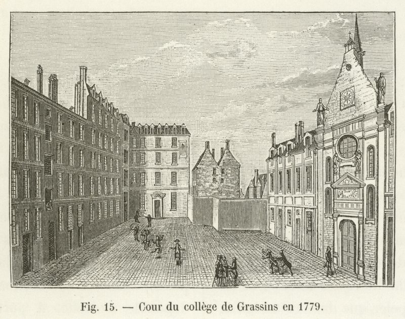 Cortile del collegio di Grassins nel 1779 da French School