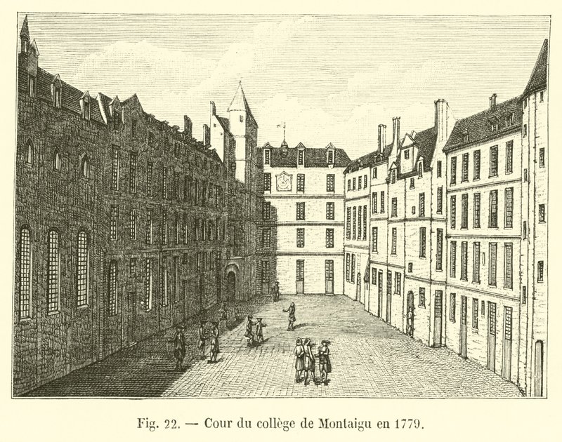Cortile del collegio di Montaigu nel 1779 da French School