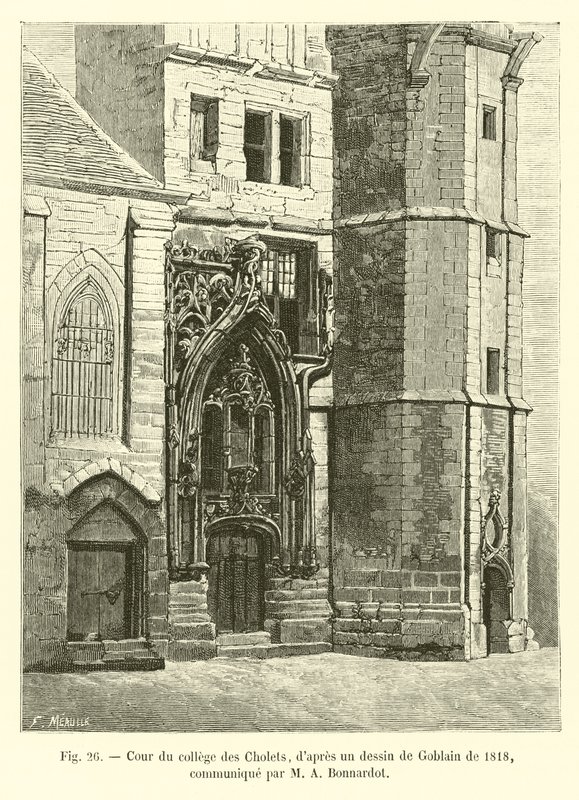 Cortile del collegio dei Cholets, da un disegno di Goblain del 1818, comunicato da Bonnardot da French School