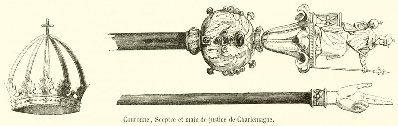 Corona, Scettro e mano di giustizia di Carlo Magno da French School