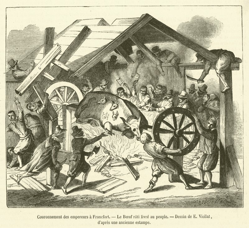 Incoronazione degli imperatori a Francoforte, Il bue arrosto consegnato al popolo da French School