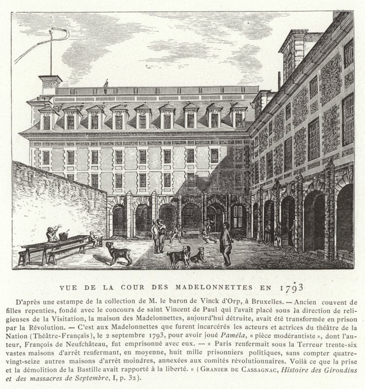 Cortile del Convento delle Madelonnettes, Parigi, 1793 da French School