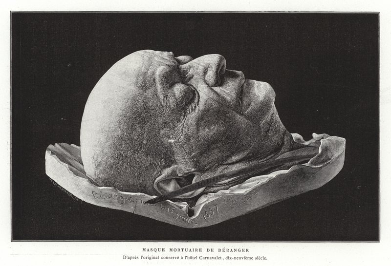 Maschera mortuaria di Pierre-Jean de Béranger, poeta e cantautore francese da French School