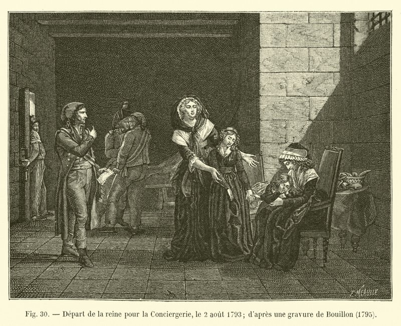 Partenza della regina per la Conciergerie, il 2 agosto 1793; da un