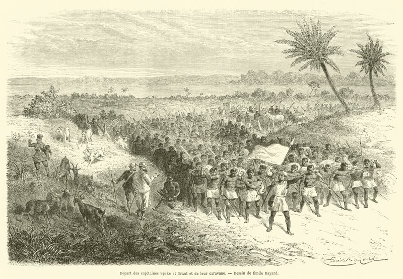 Partenza dei capitani Speke e Grant e della loro carovana da French School