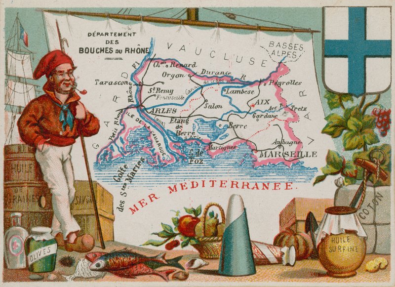 Dipartimento delle Bocche del Rodano nel sud della Francia da French School