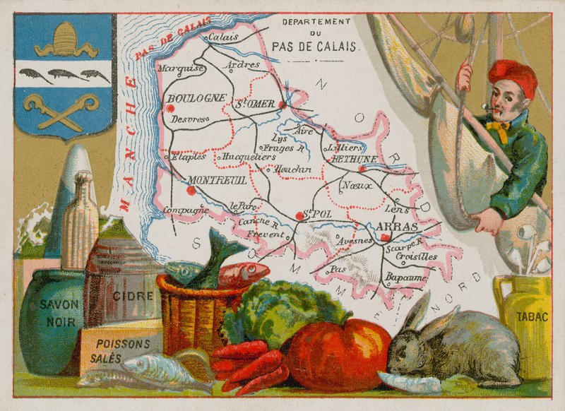 Dipartimento del Passo di Calais nel nord della Francia da French School