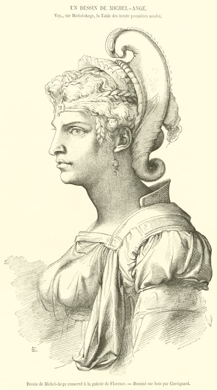 Disegno di Michelangelo conservato alla galleria di Firenze da French School