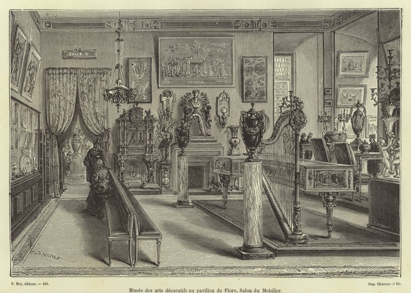 Esposizione di mobili da soggiorno, Pavillon de Flore, Palazzo del Louvre, Parigi da French School