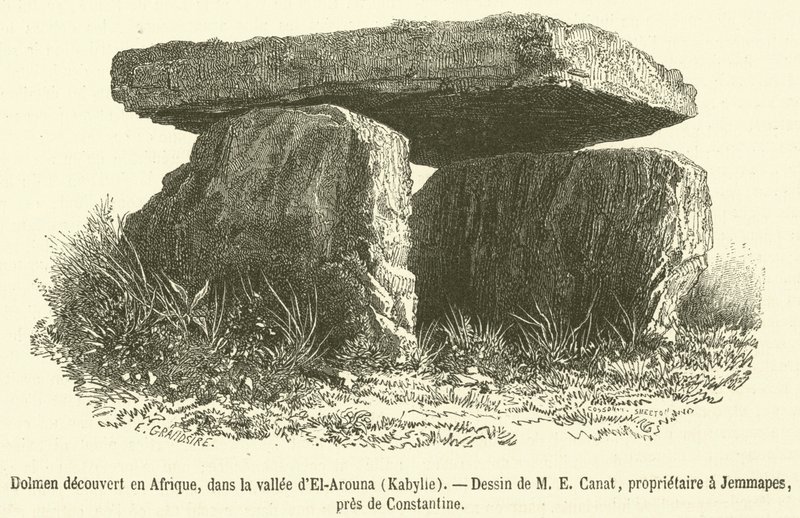 Dolmen scoperto in Africa, nella valle di El-Arouna, Cabilia da French School