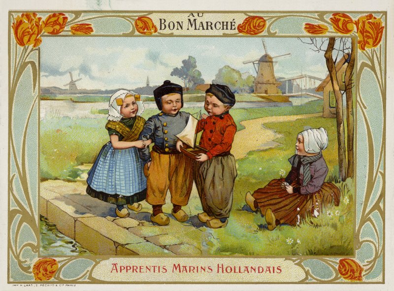 Bambini olandesi che guardano una barca a vela da French School