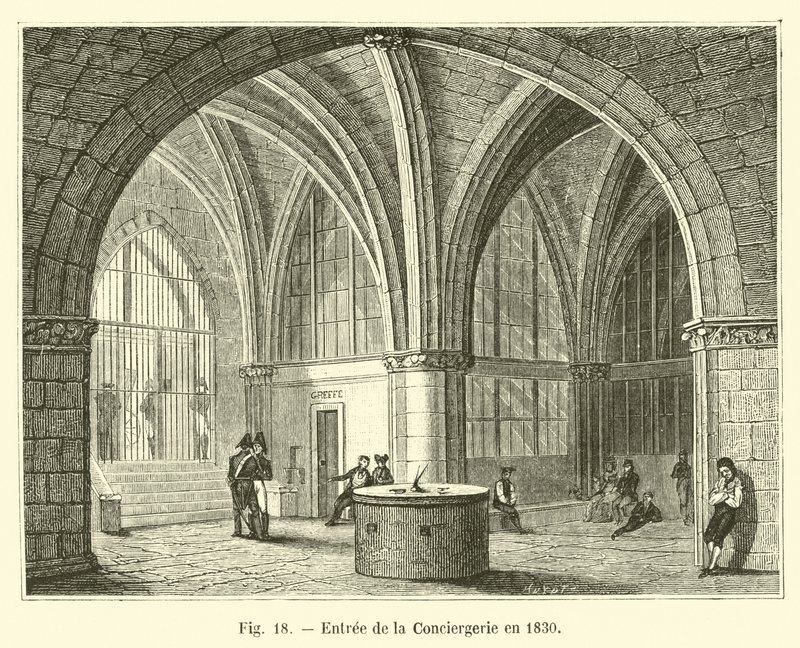 Ingresso della Conciergerie nel 1830 da French School
