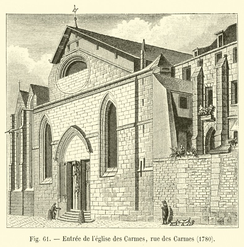 Ingresso della chiesa dei Carmelitani, rue des Carmes, 1780 da French School