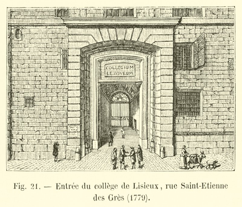 Ingresso del collegio di Lisieux, rue Saint-Etienne des Grès, 1779 da French School