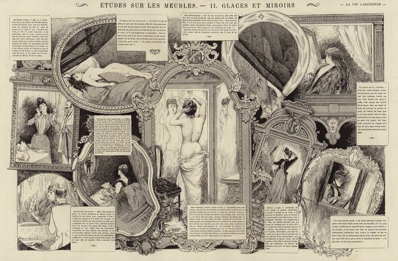 Etudes sur les meubles, Glaces et miroirs (incisione) da French School