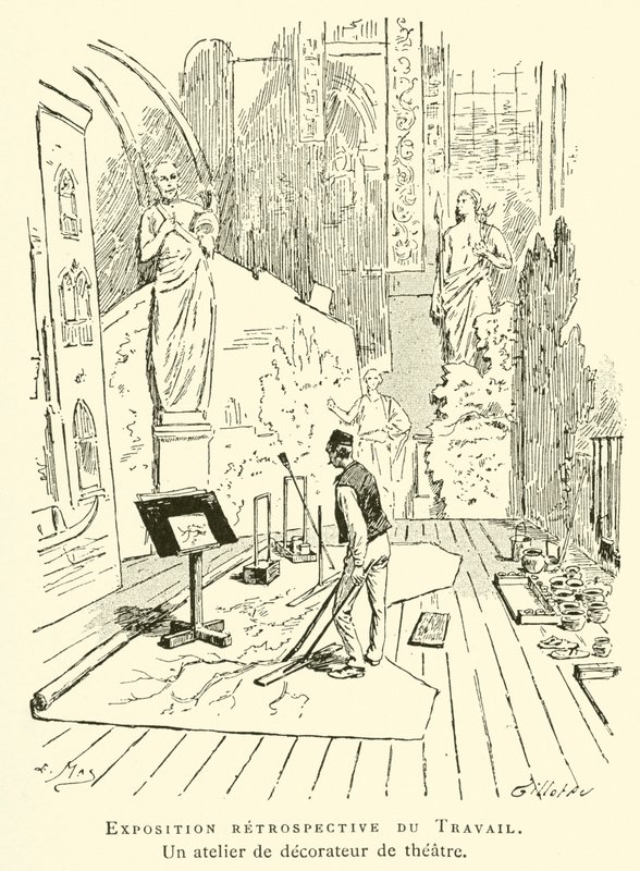 Esposizione retrospettiva del Lavoro, un laboratorio di decoratore di teatro da French School