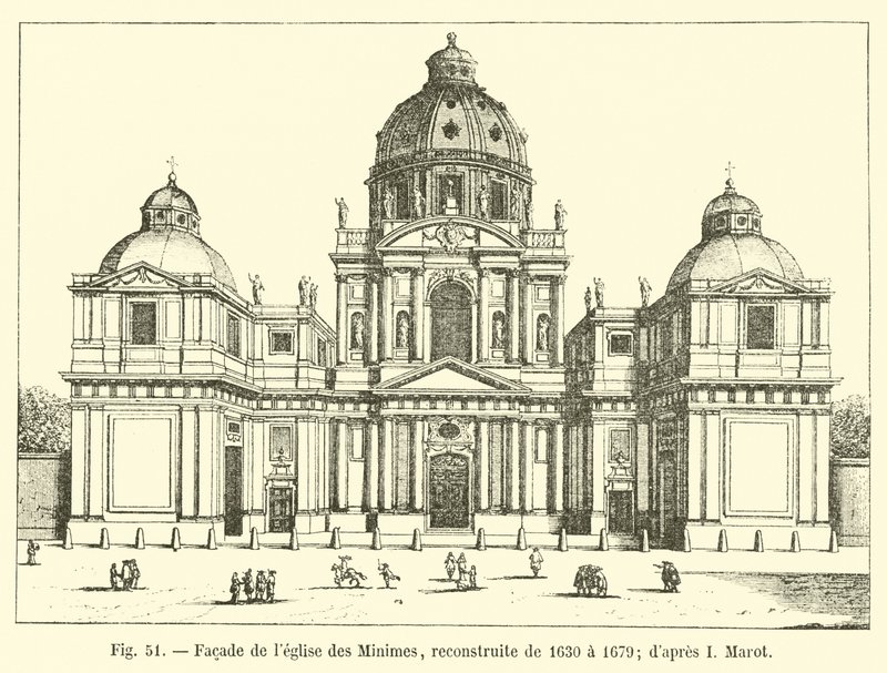 Facciata della chiesa dei Minimi, ricostruita dal 1630 al 1679 da French School