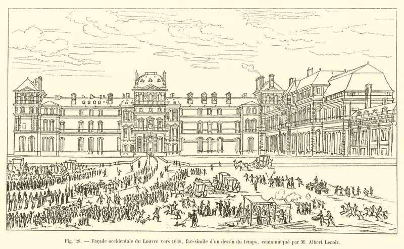 Facciata occidentale del Louvre verso il 1660, fac-simile di un disegno del tempo, comunicato da M Albert Lenoir da French School
