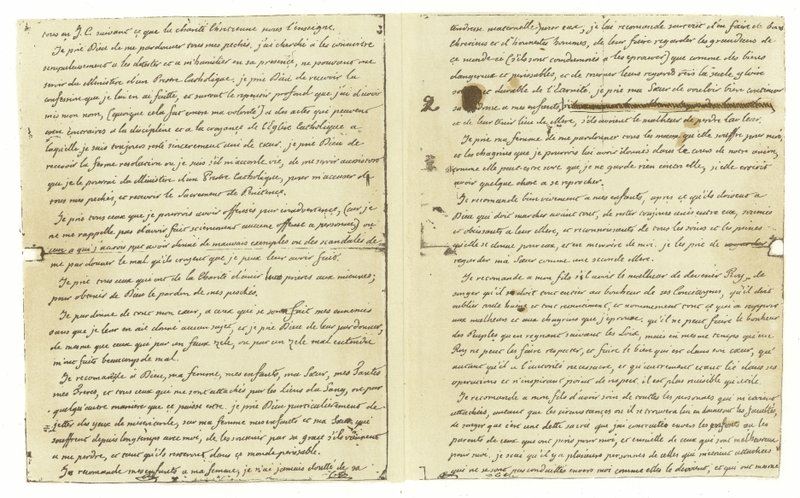 Facsimile del testamento di Luigi XVI di Francia da French School