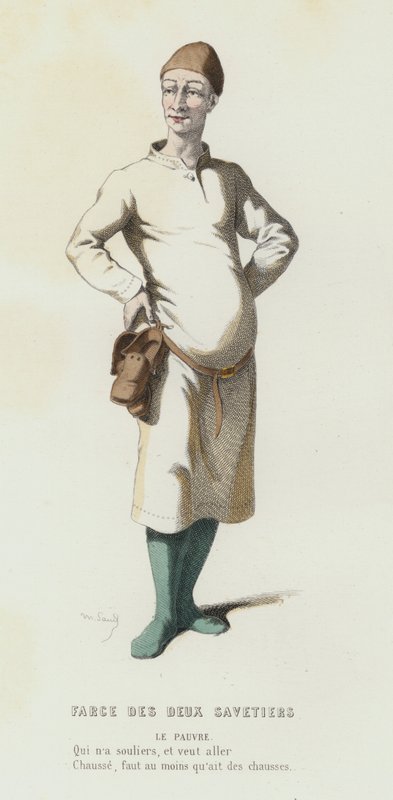 La Farsa dei Due Calzolai (incisione colorata) da French School