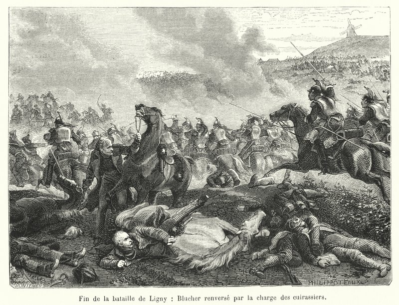 Fine della battaglia di Ligny, Blucher rovesciato dalla carica dei corazzieri da French School