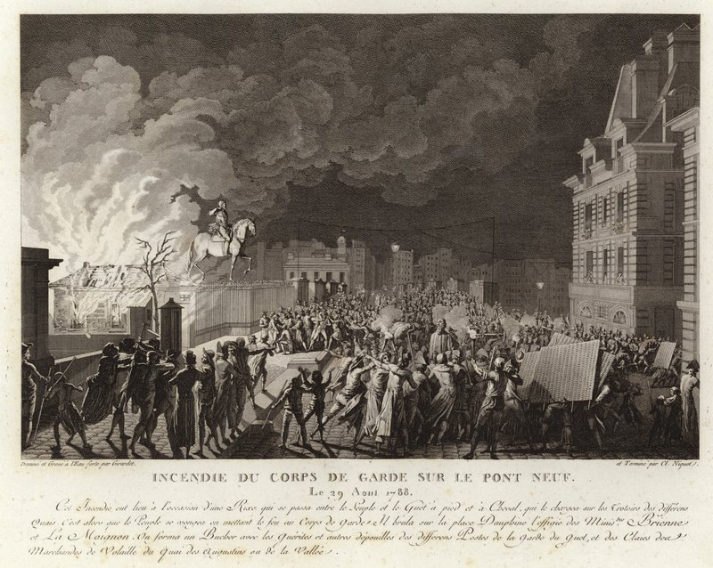 Incendio al Corps du Garde sul Pont Neuf a Parigi da French School