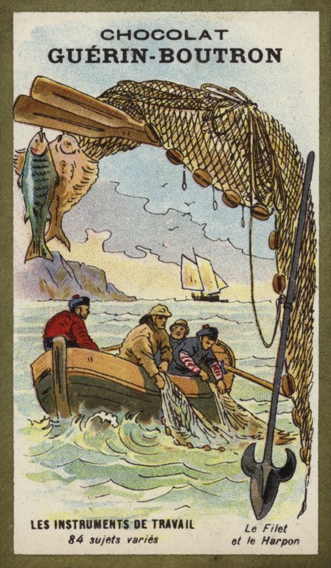 Rete da pesca e arpione da French School