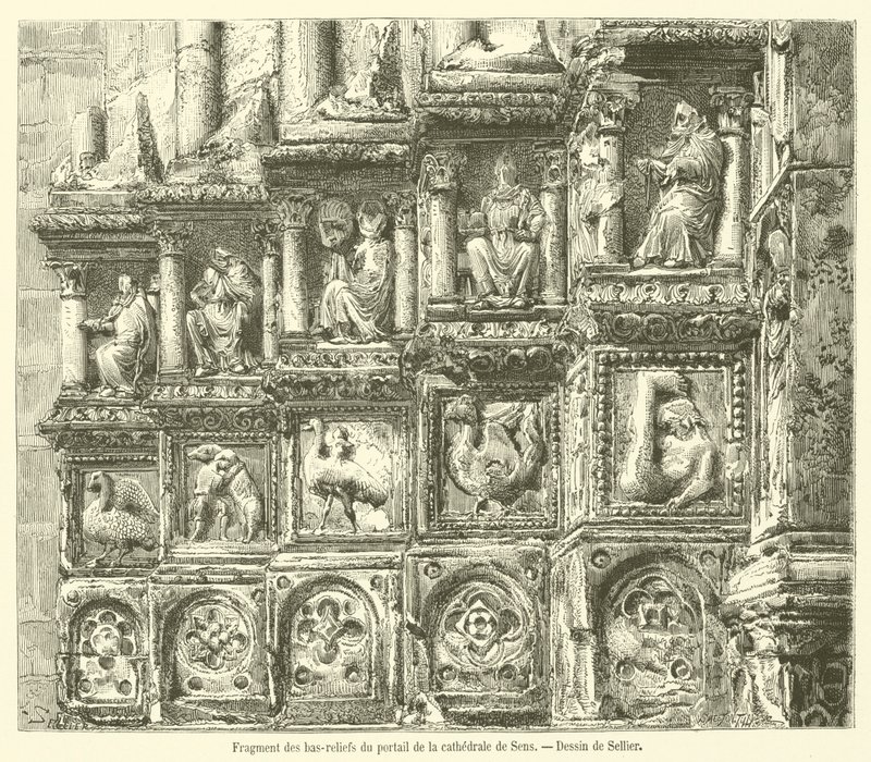 Frammento dei bassorilievi del portale della cattedrale di Sens da French School