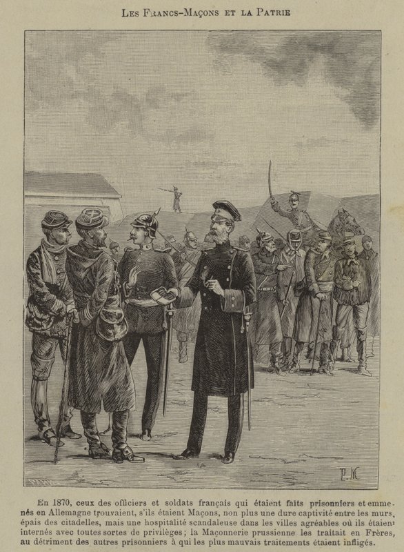Massoni e patriottismo (incisione) da French School