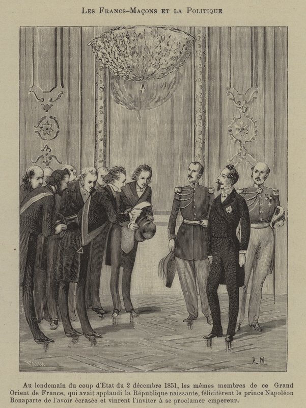 Massoni e politica (incisione) da French School