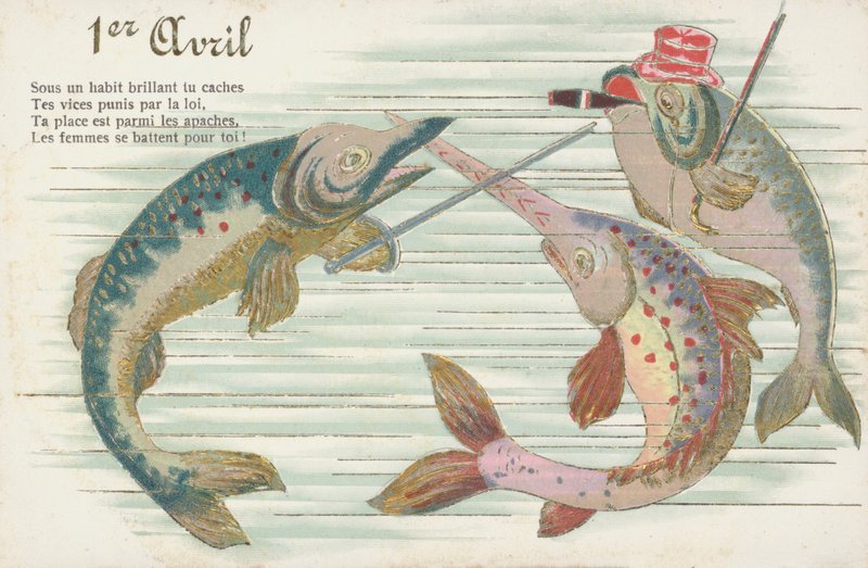 Cartolina francese raffigurante un pesce in occasione del pesce d