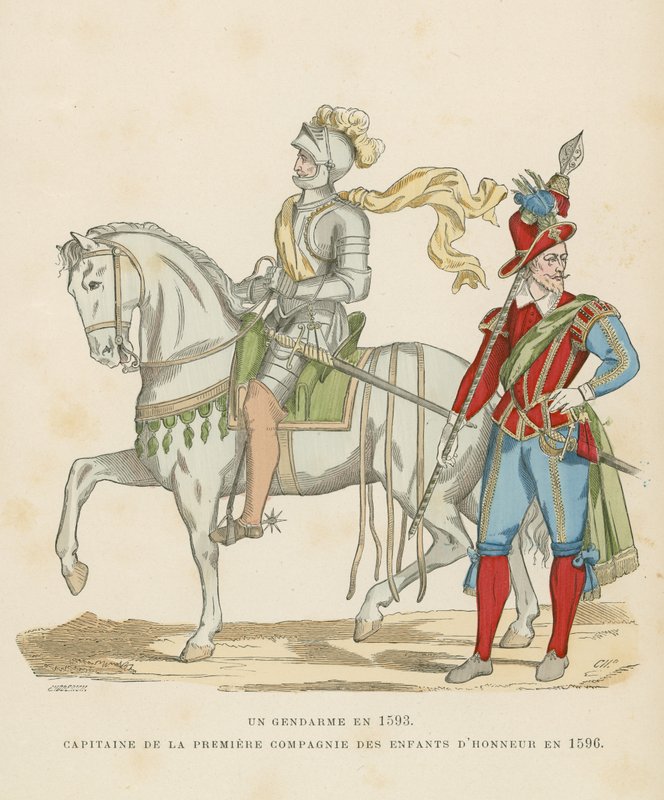 Costume militare francese, fine XVI secolo da French School
