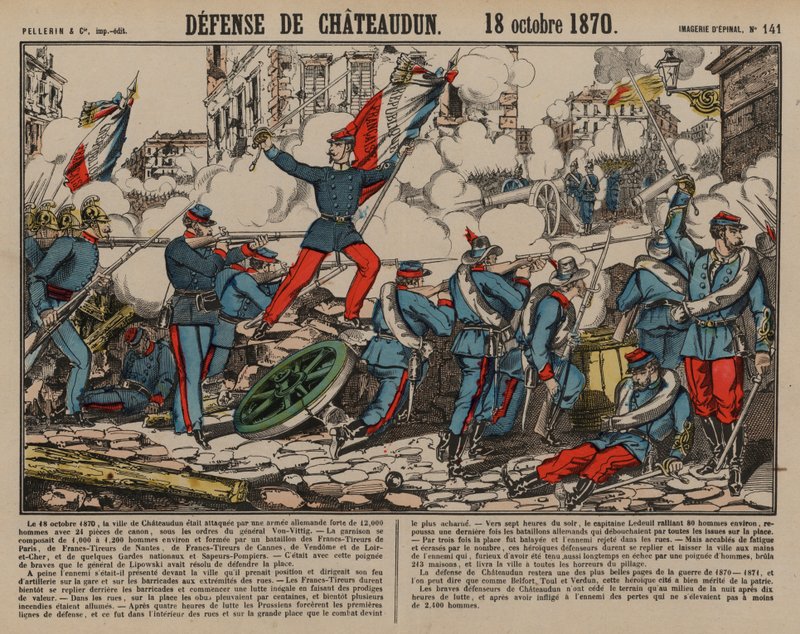Truppe francesi che difendono Chateaudun, guerra franco-prussiana da French School