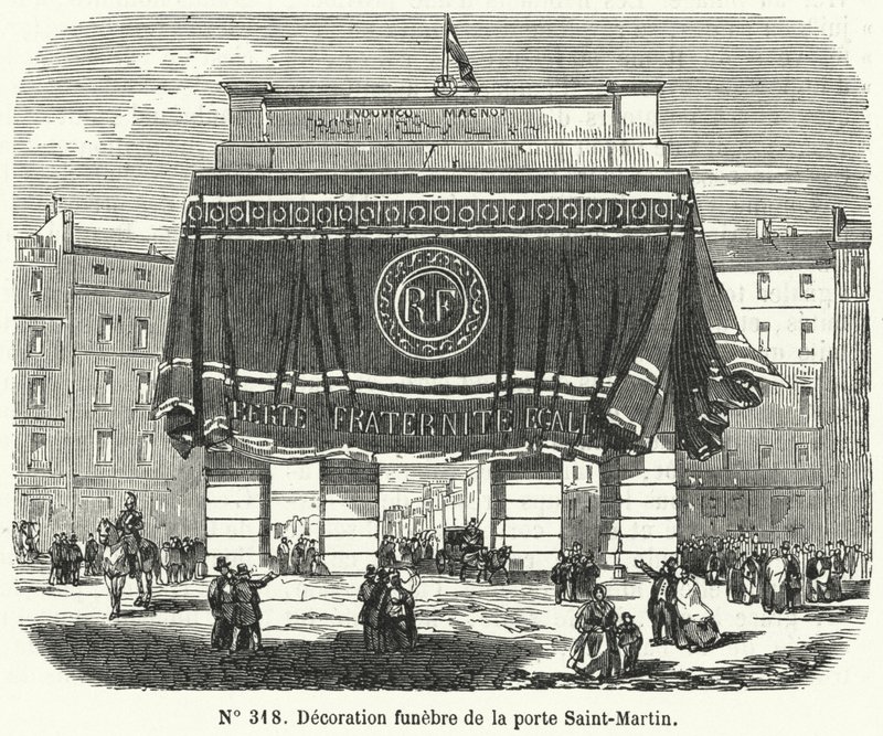 Decorazione funebre della Porte Saint-Martin in onore delle vittime della rivolta dei giorni di giugno, Parigi da French School