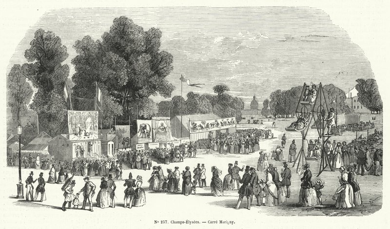 Luna park sul Carre Marigny, Champs Elysees, Parigi da French School