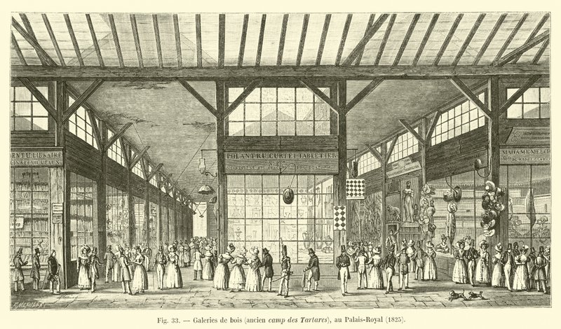 Gallerie di legno, antico campo dei Tartari, al Palais-Royal, 1825 da French School