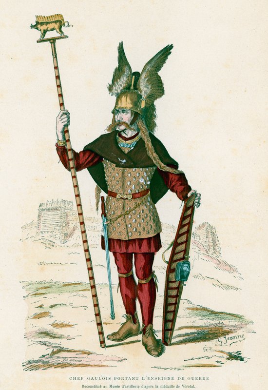 Capo gallico che porta le insegne di guerra da French School