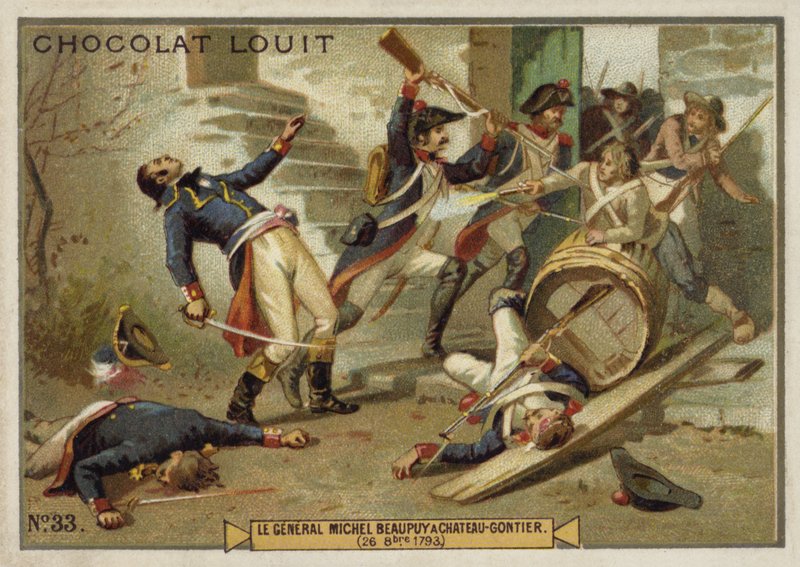 Il generale Michel de Beaupuy ferito a Chateau-Gontier, Insurrezione della Vandea, Rivoluzione Francese, 26 ottobre 1793 da French School