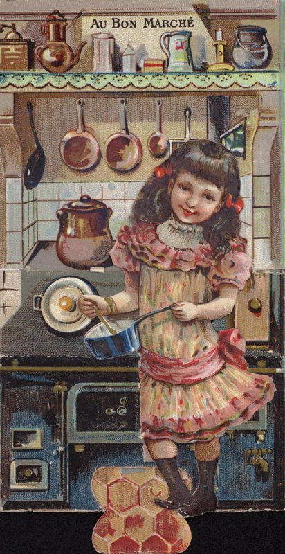 Ragazza che cucina in cucina da French School