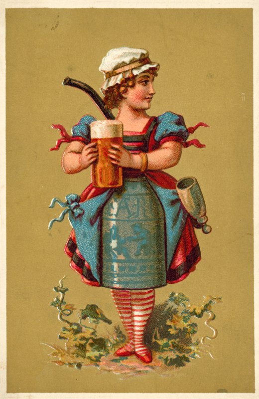 Ragazza che tiene un grande bicchiere di birra da French School